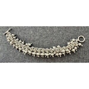 Silpada Sterling Silver Cha Cha Toggle Bracelet 7.5" W Dangling Beads Retired